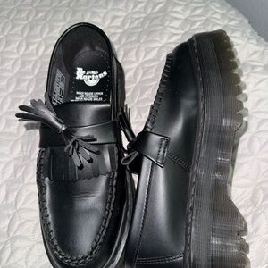 Dr. Martens Black Leather Slip-On Loafers with Chunky Sole